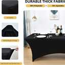 5-Pack 6ft Black Spandex Table Covers for Rectangle Standard Folding Tables - Wrinkle Resistant Stretch Tablecloths - Ultimate Fitted Table Protector for Parties, Trade Shows, Wedding
