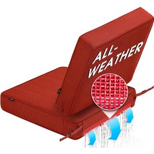 SUNROX All-Weather DryFast Foam Outdoor Patio Furniture Cushions, FadeShield Water Resistant Deep Seat Cushion with DryMesh Drainage, Durable Low Maintenance Couch Cushion, 24"x24"x4" Burgundy