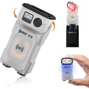 WUBEN X3 Mini Flashlight with Rechargeable Charging Box 180 Degree EDC Keychain Flashlight Twist Ip65 Waterproof Magnet Pocket Flashlights 10 Mode Type-C Lanyard for Camping, Outdoor, Inspection, Gift