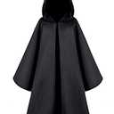 TOGROP Knight Costume for Kids Robe Hooded Boys Cloak Cosplay Black 12-14 Years