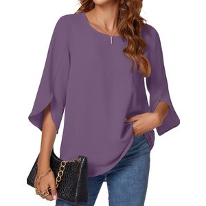 KUOTAI Womens Summer Tops Dressy Casual Shirts 3/4 Sleeve Work Blouse Business Casual Shirts, Size Medium