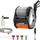 Giraffe Tools Wall Mounted Pressure Washer PRO with Upgraded 1800W Brushless Motor, Max 3700PSI Electric Power Washer with 100ft Detachable Hose for Car/Patios, Automatic Rewind, Any Length Lock