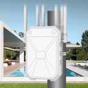 AX3000 Outdoor WiFi Extender, Dual Band 5G+2.4G Outdoor Long Range Extender Signal Booster with POE, Wi-Fi 6 Wireless Access Point, Wireless Outdoor Repeater, Compatible Starlink for Farm Camping RV