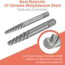Screw Extractor Set, 37# Cr-Mo & 6542 HSS Steel Cobalt Left-Hand Drill Bit, Easy Out Broken Bolt Remover Reverse, Ez Out Stripped, Rounded-Off, Damaged Bolts, Screws&Studs Removal Tool (10-Pieces)