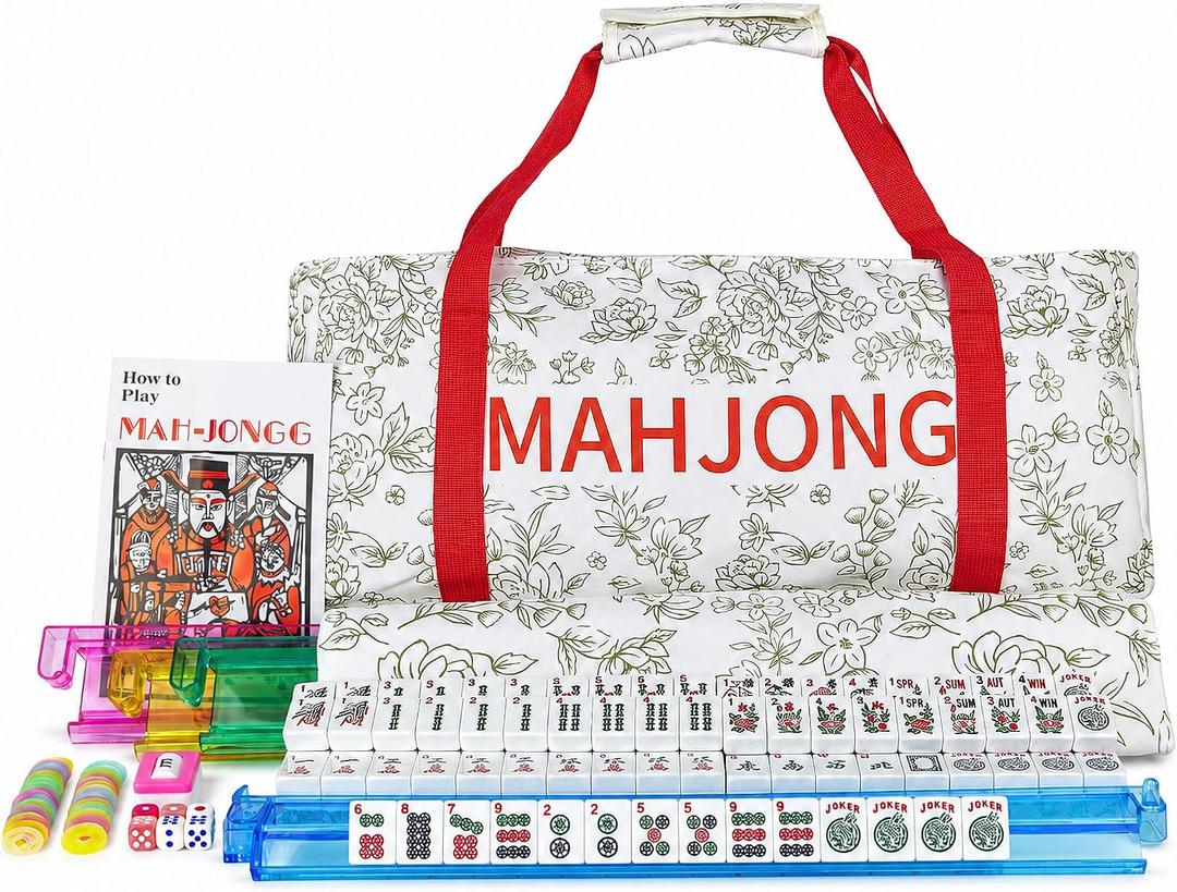 American Mahjong Tile Set, 166 Tiles Complete Mahjong Game Set for Beginner