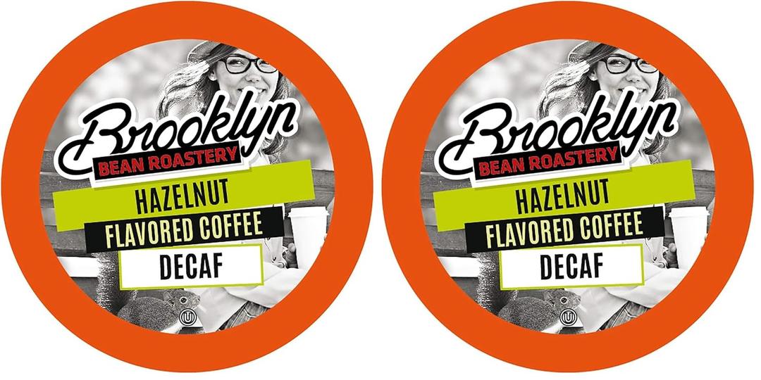 Brooklyn Beans Coffee Pods,Hazelnut Decaf - Compatible with Keurig K Cup Brewers Including 2.0 Machines,Deliciously Nutty Flavor,40 Count (Pack of 2)