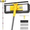 Dymoll 81" Long Handle Window Cleaner Tool Squeegee with Extension Pole, 2 in 1 Large Surface Window Cleaning Kit, Professional Window Washing Kit for High Windows Glass Car Mirror Solar Panel