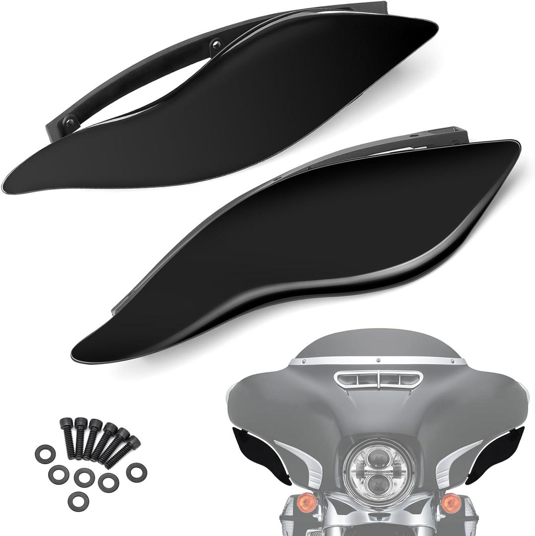 PBYMT Side Wings Air Deflectors, Fairing Side Wing Windshield, Black Adjustable Wind Deflectors Compatible for 2014-2024 Harley Electra Glide Street Glide Tri Glide Ultra Limited Fairing Side Shield