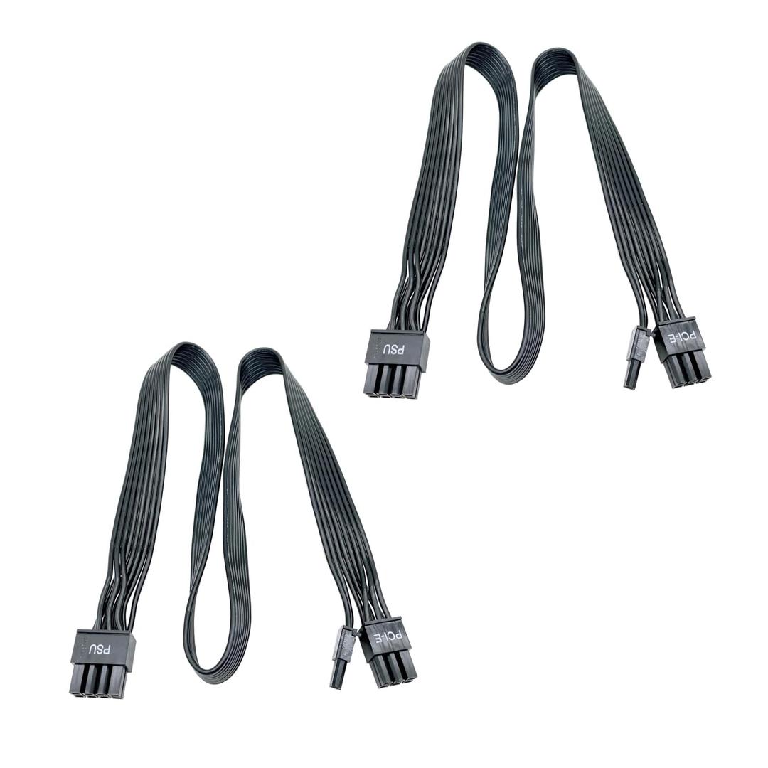 PCIE Cable for Corsair, 65CM Male to Male 8 Pin to 6+2 Pin GPU Power Cable for Thermaltake, ARESGAME Modular Power Supply (25'') (2-Pack Black 18AWG)