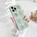 NITITOP Compatible with iPhone 12 Pro Max Case Silicone Cute Flower Floral Sunflowers Pattern for Women Girl Trendy Slim Fit TPU Silicone Shockproof Full Camera Protection Cover - Green