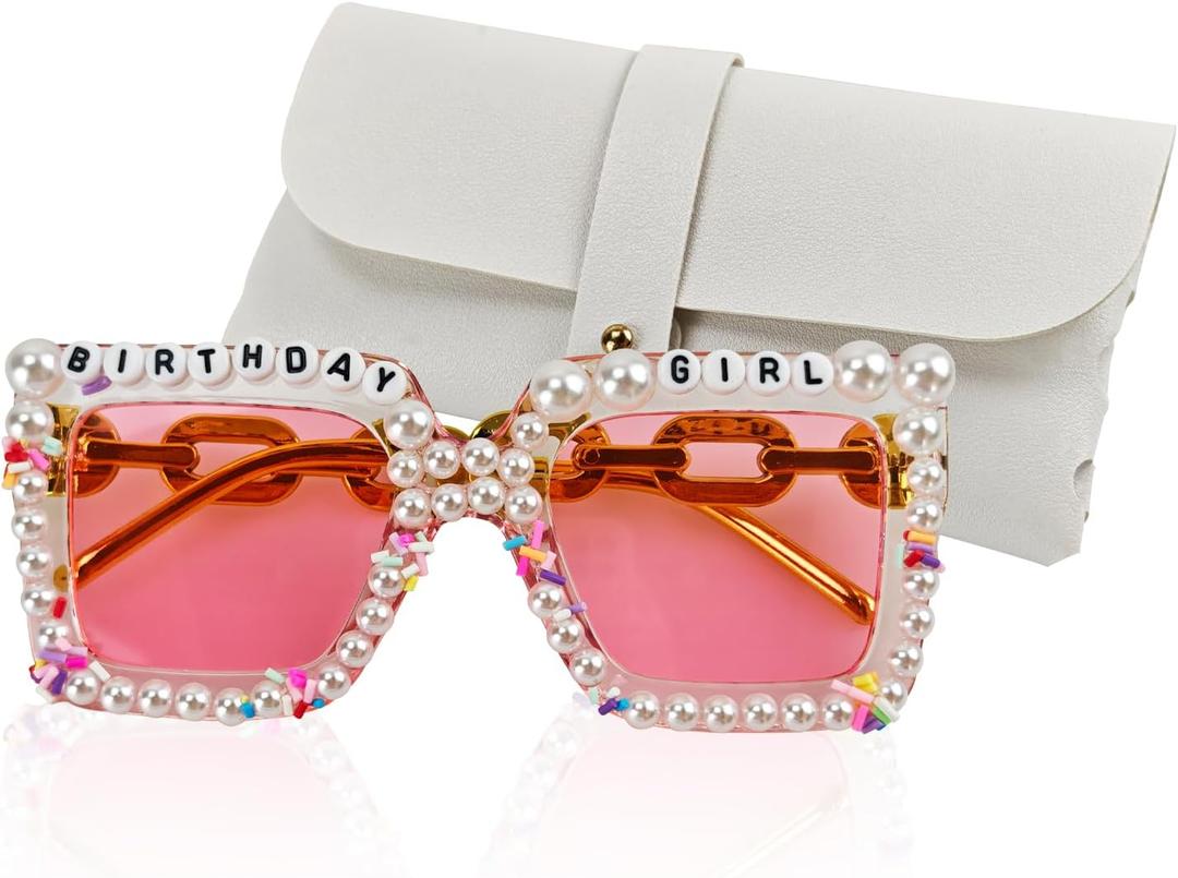Birthday Glasses for Women, Oversized Party Glasses, Birthday Sunglassesr for Birthday Celebrations Gifts (Pink)