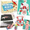 Human Body Activities & Experiments Science Kit for Kids,Human Anatomy Body Parts with Broken Bones X Ray,Lung Breathing Model, Vessels, Digestive System,Muscles Model,Skeleton,Human Organ