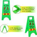 Slow Kids at Play Sign, Children at Play Safety Signs with Double-Sided Text and Graphics with Reflective Tape for Street Neighborhoods Schools Park Sidewalk Driveway Green 2Pack