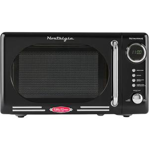 Nostalgia Retro Compact Countertop Microwave Oven - 0.7 Cu. Ft. - 700-Watts with LED Digital Display - Child Lock - Easy Clean Interior - Black