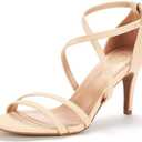 DREAM PAIRS Women's Fashion Stilettos Open Toe Pump Heel Sandals (Beige)