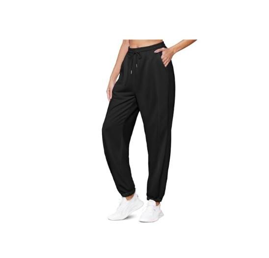 LIQIUMYY Women's High Waist Baggy Sweatpants Lounge Drawstring Workout Pants with Pockets Sweats for Women Running Joggers-Black-L