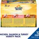 Nature’s Recipe Chicken, Salmon and Turkey Recipes Variety Pack Wet Dog Food, 12-2.75 oz. Cups, 2 Count,BBD 06/11/2026