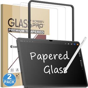 Esanik 2 Pack Like Paper Glass Screen Protector for Samsung Galaxy Tab S10 Lite/S10 FE/ S9 / S9 FE (11 inch) 9H Tempered Glass Film with Alignment Frame, Writing Like on Paper, Anti Glare