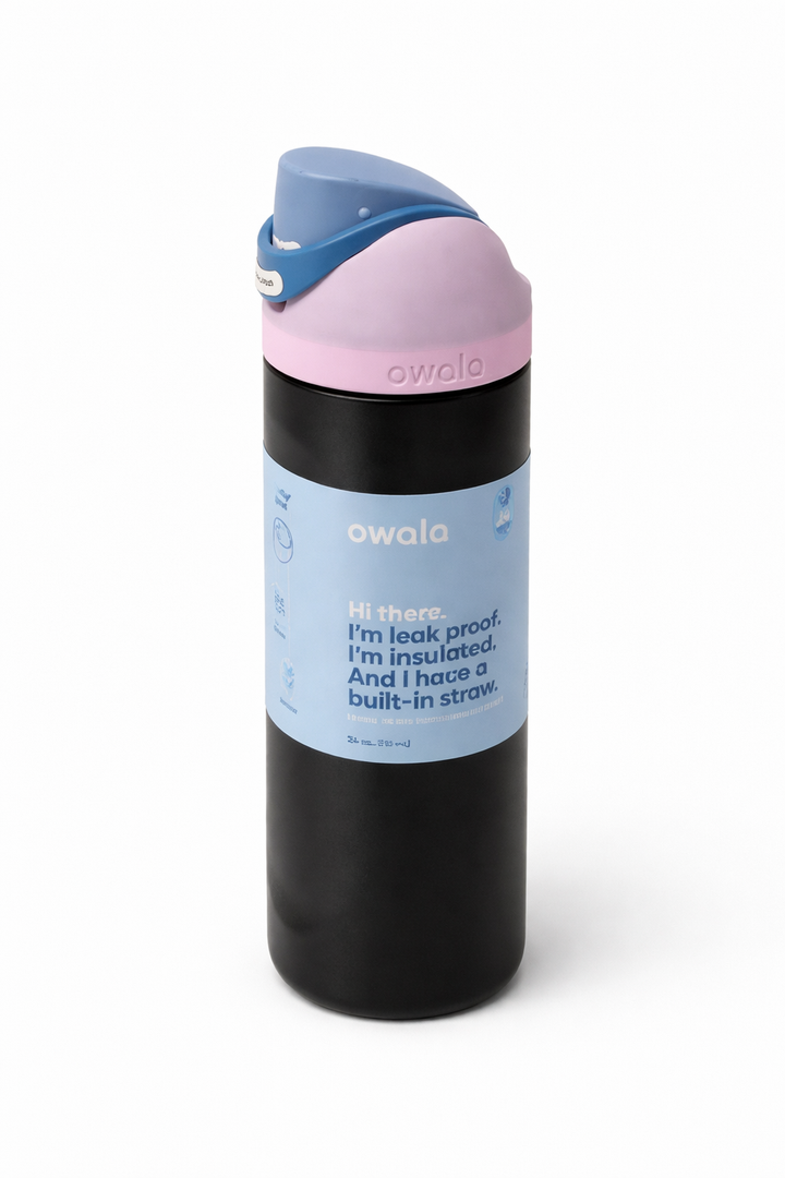 Owala FreeSip Insulated Stainless Steel Water Bottle with Straw and Lid, 24 oz BPA Free, Keeps 24 Hours Fresh for Sports and Travel, Foggy Tide