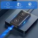 2025 Upgraded Airplane Bluetooth 5.4 Transmitter with Qualcomm Chipset, ElecMoga Airplane Travel Essentials Supports 2 AirPods or Headphones, 2-in-1 AUX Wireless Receiver for Gym, TV, Car, Audio