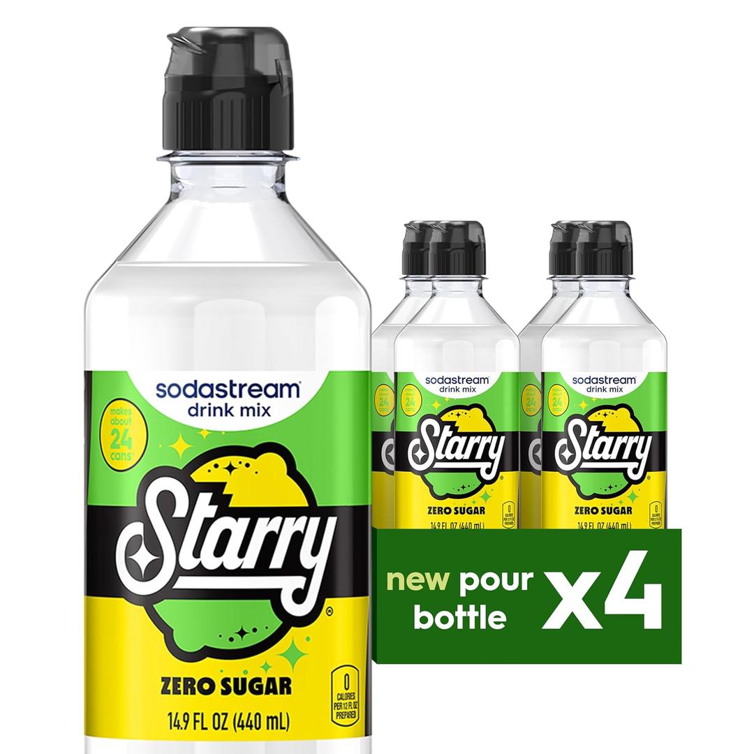 SodaStream Starry Zero New Pour Bottles Beverage Mix 14.9 Fl Oz (Pack of 4)