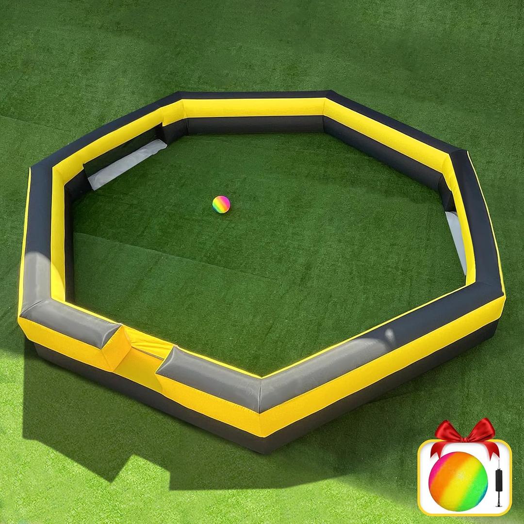 17FT Gaga Ball Pit Portable with Soccer Goals,Inflatable Gaga Ball Pit with Blower for Indoor Outdoor School Family Activities Giant Inflatable Sport Games