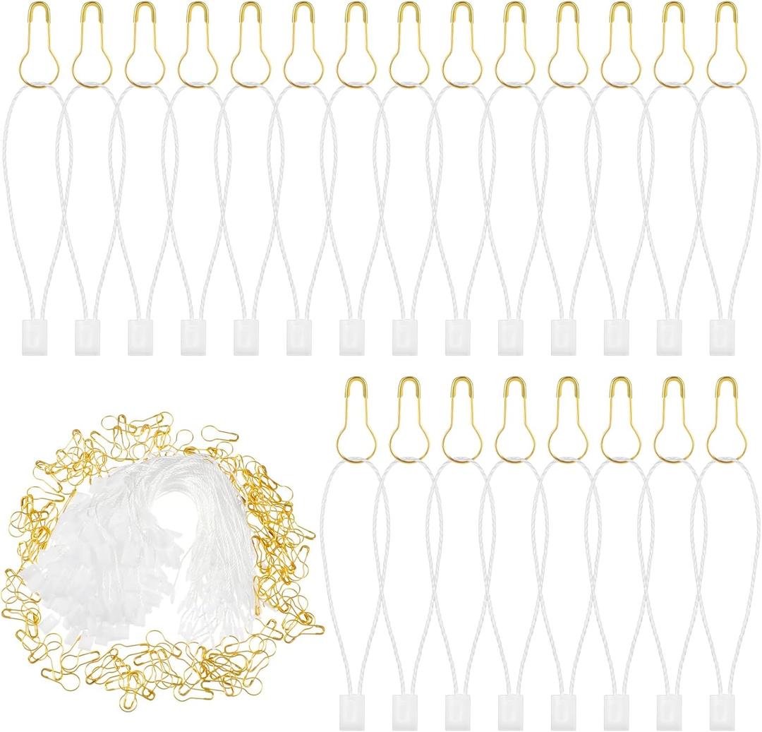 Tenceur 1000 Pcs Hang Tag String with Metal Pins - 6. 5" White Nylon Strings Price Tags & 0. 87" Metal Ground Gold Pins, Security Loop Fasteners for Clothing Price Tags