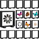 Harloon 12 Pcs 3D Floating Display Case Floating Frame Display Holder Stand Challenge Coin Jewelry Frame Box for AA Medallions Fossil Rock Gemstones Specimen(Black,4.3 x 4.3 x 0.8 Inch,Square Base)
