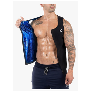 Kewlioo Men's Heat Trapping Zipper Sweat Enhancing Vest - Sauna Suit Shirt Compression Vest Shapewear Top for Gym Exercise , Size L-XL