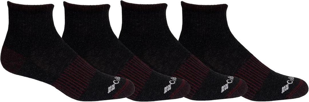 Columbia Men's 2 Pack Balance Point Walking Quarter Socks (Black)