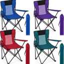 Shellwei Breathable Folding Camping Chair with Cupholder Carry Bag Regular Size Portable Lightweight Lawn Chair with Side Pocket Fishing Hiking Picnic Party Beach Outdoor Activity(Multicolor,4 Pcs)