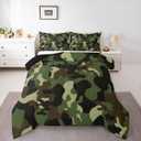 Feelyou Kids Camo Comforter Set Boys Army Camouflage Lightweight Bedding Set for Girls Teens Youth Man Colorful Pattern Art Decor Comforter Brown Green Quilt Set with 2 Pillowcases 3Pcs Bedding Queen (Multi 19)
