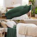 Bedsure GentleSoft 100% Cotton Blanket Queen Size for Bed - Breathable and Lightweight, Soft Cozy Textured Herringbone Woven Blanket for Summer Spring, Dark Green, 90x90 inches
