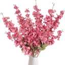 Hot Pink Delphinium Artificial Flower 6PCS Lifelike Silk Larkspur Flowers Plant 35.43" Long Stem Blossoms Fake Flowers for Tall Vase Floral Arrangements Home Table Wedding Decor(Hot Pink)