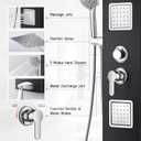 Shower Panel System, Multi-Function Shower Tower With 4 Body Spray, 5 Handheld Settings, Shelf & Adjustable Height, Rainfall + Waterfall Shower Head, Rain Massage Spa System For Bathroom