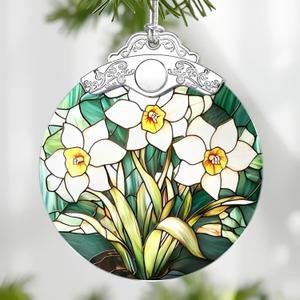 6 x Christmas Ornaments: Stained Glass-Style December Birth Flower Ornament  Christmas Tree Decorations, Holiday Party Gifts, Mother's Day & Birthday Gifts for Women, Mom & Grandma | Birth Flower Gift (July)