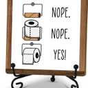 Funny Bathroom Signs Decor, Toilet Wooden Sign With Stand, Toilet Paper Roll Sign For Bathroom Shelf, Farmhouse Bathroom Quote Sign For Toilet Restroom Washroom Home Decor Gifts, B09