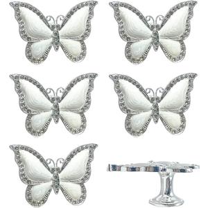 6Pcs Butterfly Cabinet Knobs, Drawer Pulls, Elegant Butterflies Handles, Single Hole Pull, Furniture Handle for Home Kitchen Bathroom Drawer Dresser Cupboard Door, Decoration Hardware