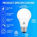 E ENERGETIC LIGHTING Dimmable LED Light Bulbs, 60W Equivalent, Warm White 3000K, 8W 800 Lumens LED Bulbs, E26 Base Standard Light Bulbs, ETL Listed, 20 Packs