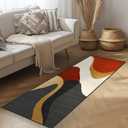 Baegopa Red Black Area Rug 8x10 Washable Large Gold Rugs for Living Room | Abstract Modern Beige Soft Non-Slip Low-Pile Carpet for Bedroom Game Playroom Nursery Dorm Apartment Backyard Porch Decor