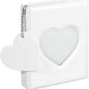 Photocard Book, 3 Inch White Photocard Book Mini Photo Album Heart Hollow Card Binder with 32 Pockets and Pendant