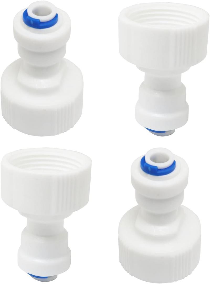 Certified 3/4" Female Thread to 1/4" OD Push to Connect Plastic Fittings Hose Quick Connect Adapter, White