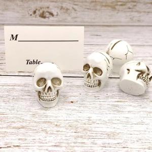 6 x Table Card HolderPlace Card Holders, Table Number HolderPhoto Holders, Party Favors, Wedding Decorations (White,Skull)