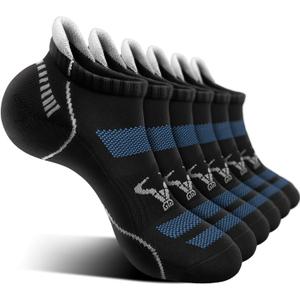 BULLIANT Men Running Socks 6Pairs-Ankle Athletic Socks Wicking Cushioned for Men Walking-Arch Compression Support(6Pairs, Shoes Size:Men 10-12)