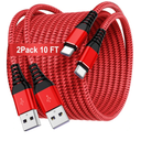 USB C Type C Cable 10FT,Nylon Braided Fast Charging 3A Quick Charger Cord,USB A to Type C Charger Cord Cable for iPhone 15 Samsung Galaxy S20 S10 S9 S8 Plus S10E, Note 20 10 9 8, Moto G7 G8