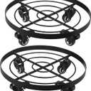 2 Packs Extra-large Metal Plant Caddy 15 Inches Plant Dolly with Wheels Heavy-Duty Rolling Plant Stand with Casters for Indoor Outdoor Wheeled Plant Pot Mover Rollers, Black