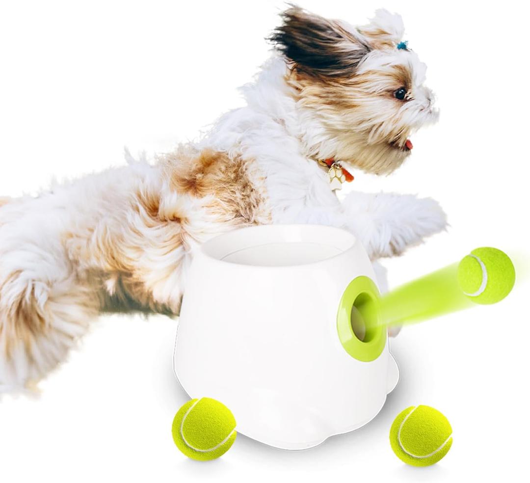 ALL FOR PAWS Automatic Dog Ball Launcher, Interactive Ball Thrower Dog Toys Includes 3pcs Tennis Balls for Small/Medium Dogs