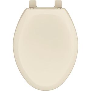 Gerber Elongated Toilet Seat with Cover, Soft Close, No Slam, Quick & Easy Install, Heavy-Duty Plastic, Adjustable Fit for Standard Elongated Toilets, Durable & Fade-Resistant, Bone G009921325