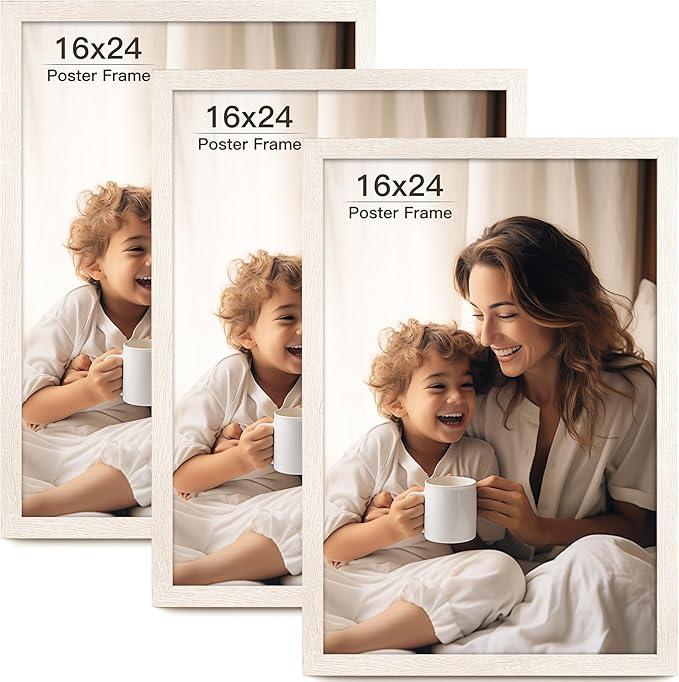 8x10 Picture Frame with Mat for 5x7, Set of 4 Black Wood Grain 8 x 10 Frames Display on Tabletop or Wall Mounting 