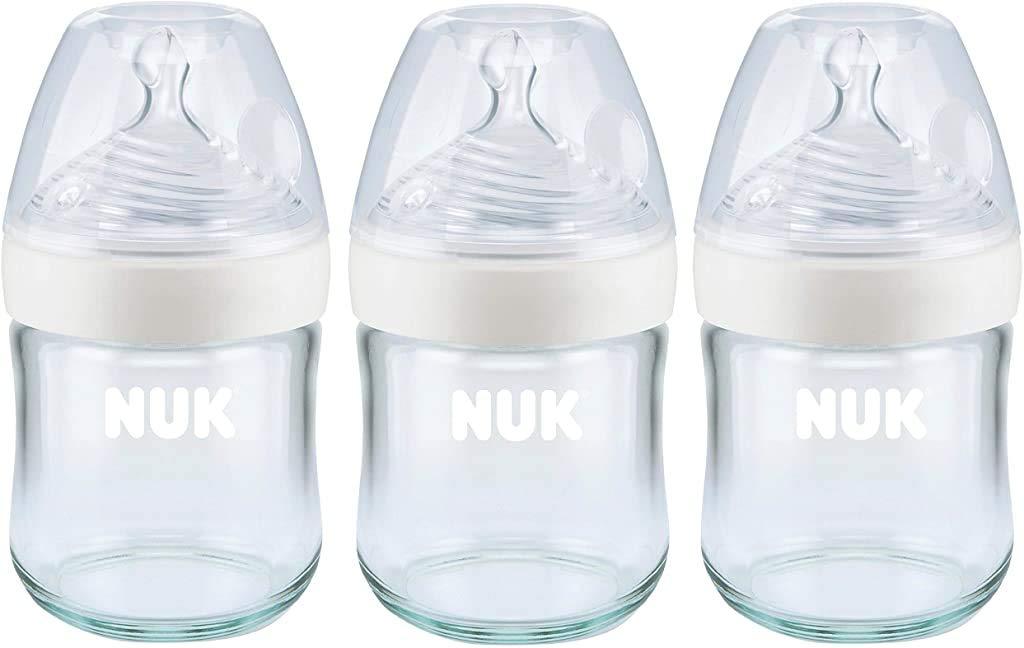 NUK Simply Natural Glass Baby Bottles, 4 oz, 3 Pack